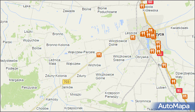 mapa Wilczkowice nad Szosą, Wilczkowice nad Szosą na mapie Targeo