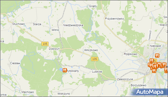 mapa Wilczkowo gmina Gryfice, Wilczkowo gmina Gryfice na mapie Targeo