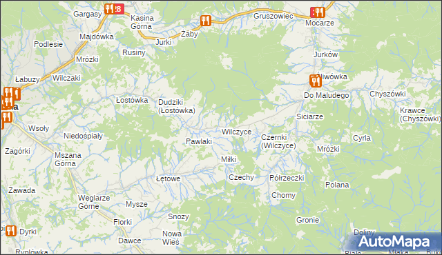 mapa Wilczyce gmina Dobra, Wilczyce gmina Dobra na mapie Targeo