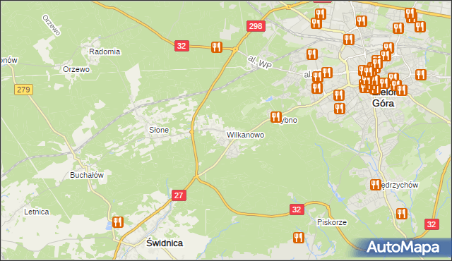 mapa Wilkanowo gmina Świdnica, Wilkanowo gmina Świdnica na mapie Targeo