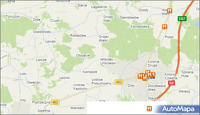 mapa Wilkołek Unikowski, Wilkołek Unikowski na mapie Targeo