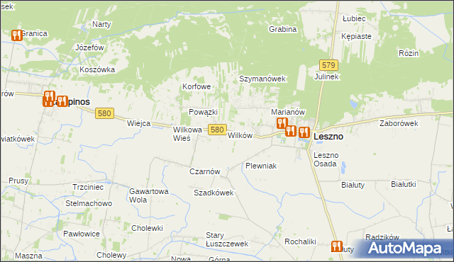 mapa Wilków gmina Leszno, Wilków gmina Leszno na mapie Targeo