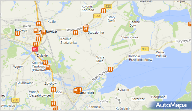 mapa Wisła Mała, Wisła Mała na mapie Targeo