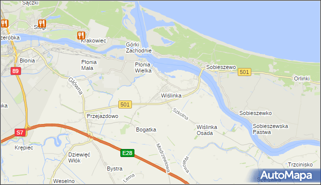 mapa Wiślinka, Wiślinka na mapie Targeo