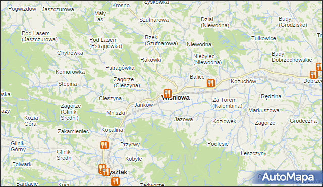 mapa Wiśniowa powiat strzyżowski, Wiśniowa powiat strzyżowski na mapie Targeo