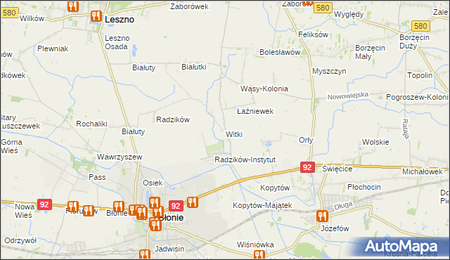 mapa Witki gmina Błonie, Witki gmina Błonie na mapie Targeo