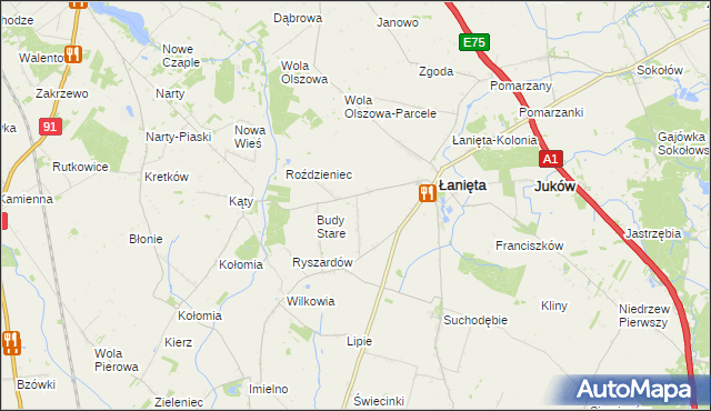 mapa Witoldów gmina Łanięta, Witoldów gmina Łanięta na mapie Targeo