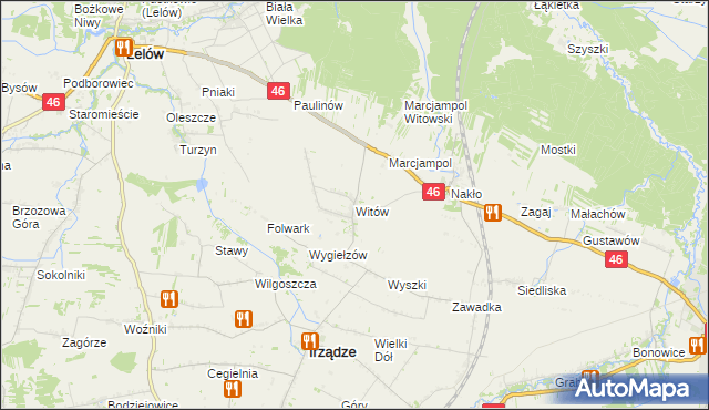 mapa Witów gmina Irządze, Witów gmina Irządze na mapie Targeo