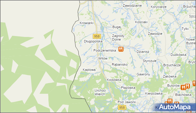 mapa Witów gmina Kościelisko, Witów gmina Kościelisko na mapie Targeo