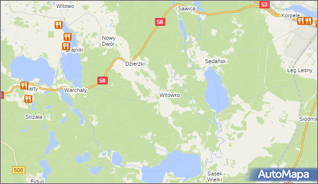 mapa Witówko, Witówko na mapie Targeo