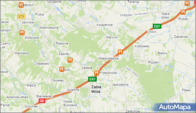 mapa Władysławów gmina Żabia Wola, Władysławów gmina Żabia Wola na mapie Targeo