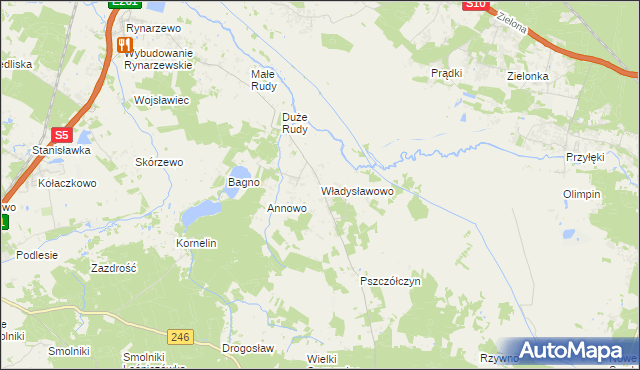 mapa Władysławowo gmina Łabiszyn, Władysławowo gmina Łabiszyn na mapie Targeo