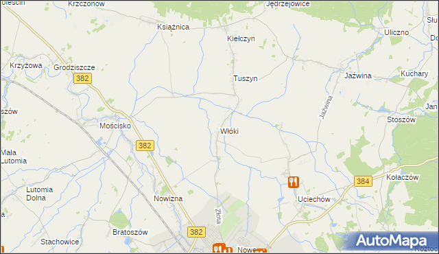 mapa Włóki gmina Dzierżoniów, Włóki gmina Dzierżoniów na mapie Targeo