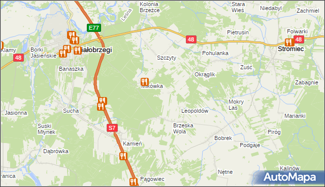 mapa Wojciechówka gmina Białobrzegi, Wojciechówka gmina Białobrzegi na mapie Targeo