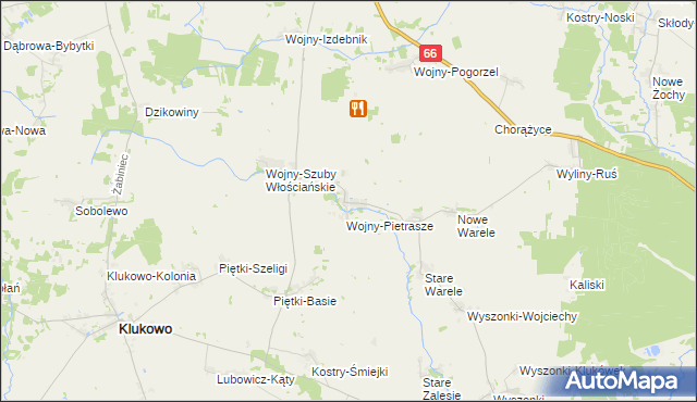 mapa Wojny-Wawrzyńce, Wojny-Wawrzyńce na mapie Targeo