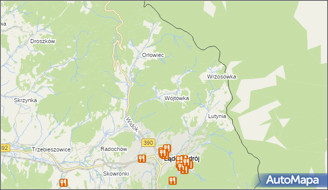 mapa Wójtówka gmina Lądek-Zdrój, Wójtówka gmina Lądek-Zdrój na mapie Targeo