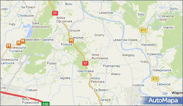 mapa Wola Buchowska, Wola Buchowska na mapie Targeo