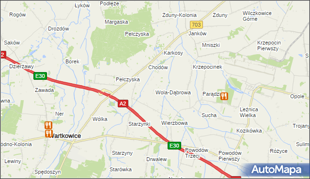 mapa Wola-Dąbrowa, Wola-Dąbrowa na mapie Targeo