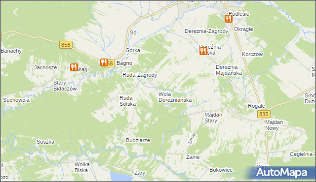 mapa Wola Dereźniańska, Wola Dereźniańska na mapie Targeo