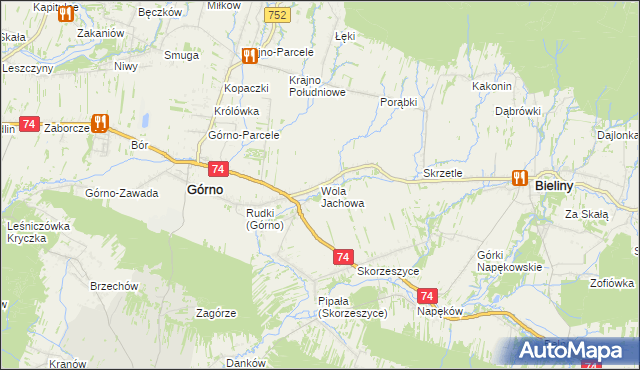 mapa Wola Jachowa, Wola Jachowa na mapie Targeo