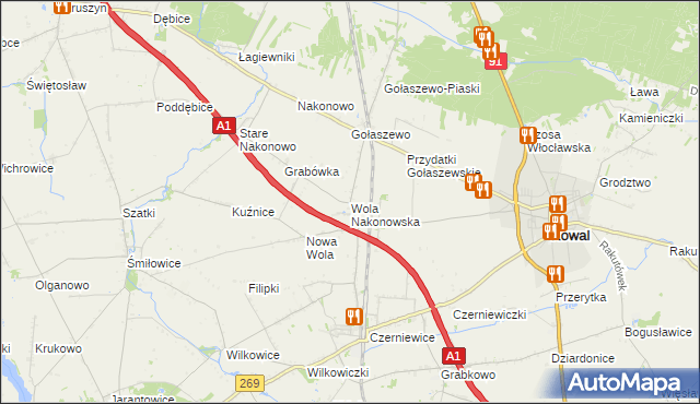 mapa Wola Nakonowska, Wola Nakonowska na mapie Targeo