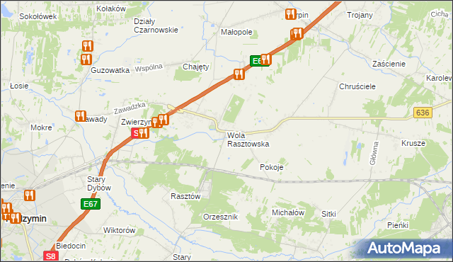 mapa Wola Rasztowska, Wola Rasztowska na mapie Targeo