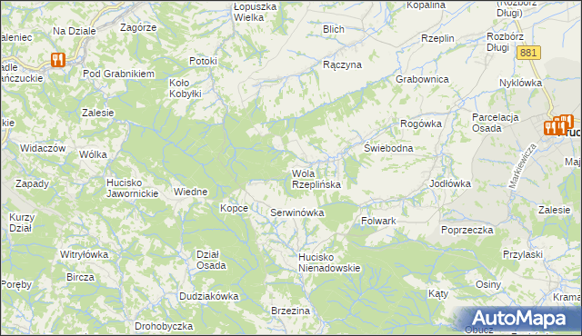 mapa Wola Rzeplińska, Wola Rzeplińska na mapie Targeo