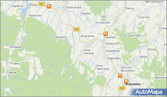 mapa Wola Sękowa, Wola Sękowa na mapie Targeo