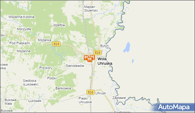 mapa Wola Uhruska, Wola Uhruska na mapie Targeo