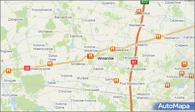 mapa Wolanów powiat radomski, Wolanów powiat radomski na mapie Targeo