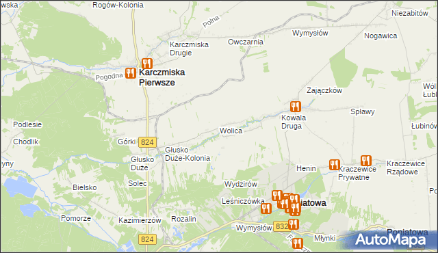 mapa Wolica gmina Karczmiska, Wolica gmina Karczmiska na mapie Targeo