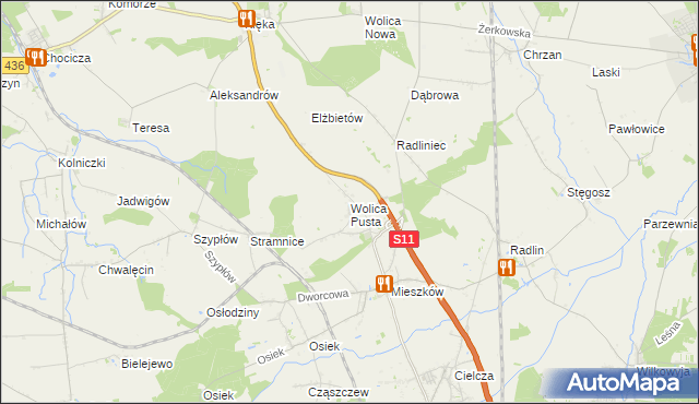 mapa Wolica Pusta, Wolica Pusta na mapie Targeo