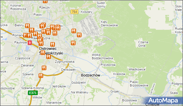 mapa Wólka Bodzechowska, Wólka Bodzechowska na mapie Targeo