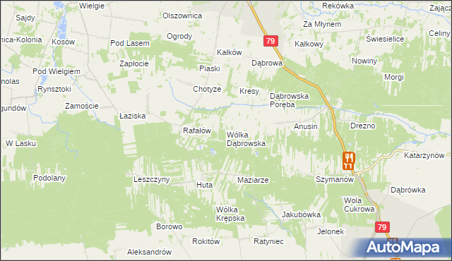 mapa Wólka Dąbrowska, Wólka Dąbrowska na mapie Targeo