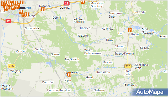 mapa Wólka Dobromirowa, Wólka Dobromirowa na mapie Targeo