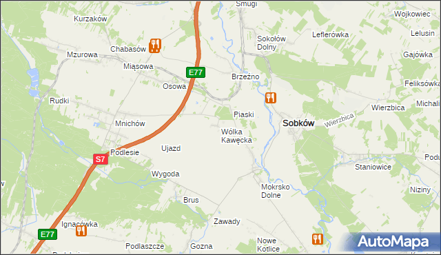 mapa Wólka Kawęcka, Wólka Kawęcka na mapie Targeo