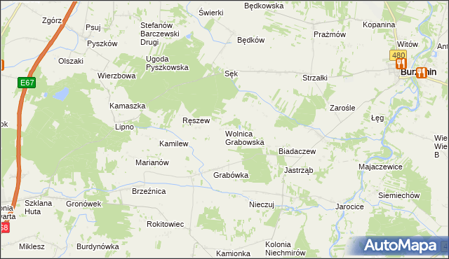 mapa Wolnica Grabowska, Wolnica Grabowska na mapie Targeo
