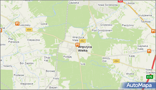 mapa Wręczyca Wielka, Wręczyca Wielka na mapie Targeo