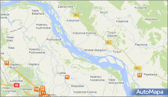 mapa Wróble-Wargocin, Wróble-Wargocin na mapie Targeo