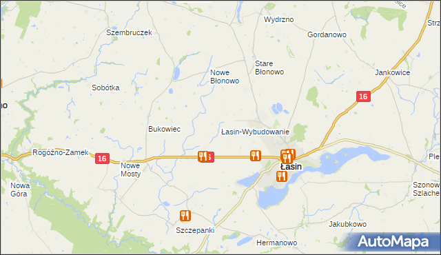 mapa Wybudowanie Łasińskie, Wybudowanie Łasińskie na mapie Targeo