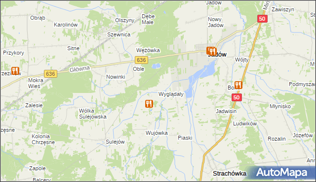 mapa Wyglądały gmina Jadów, Wyglądały gmina Jadów na mapie Targeo