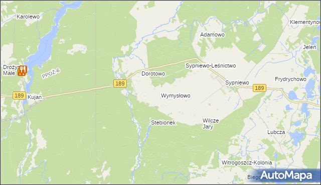 mapa Wymysłowo gmina Więcbork, Wymysłowo gmina Więcbork na mapie Targeo