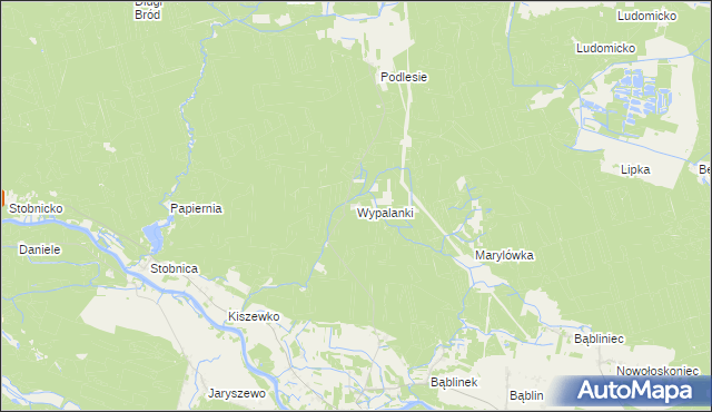 mapa Wypalanki gmina Oborniki, Wypalanki gmina Oborniki na mapie Targeo