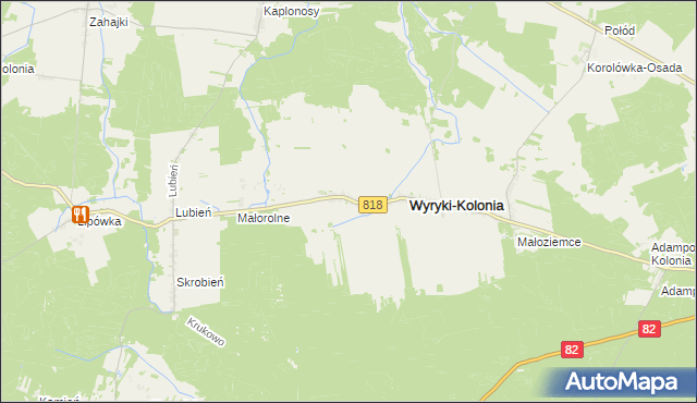 mapa Wyryki-Wola, Wyryki-Wola na mapie Targeo