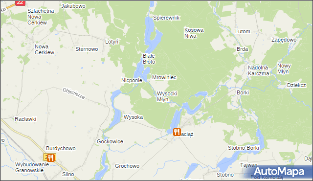mapa Wysocki Młyn, Wysocki Młyn na mapie Targeo