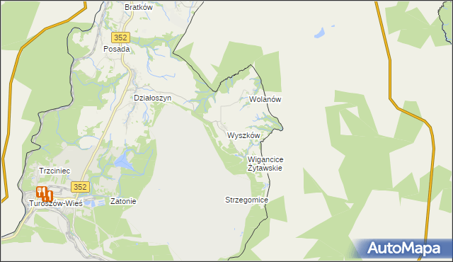 mapa Wyszków gmina Bogatynia, Wyszków gmina Bogatynia na mapie Targeo