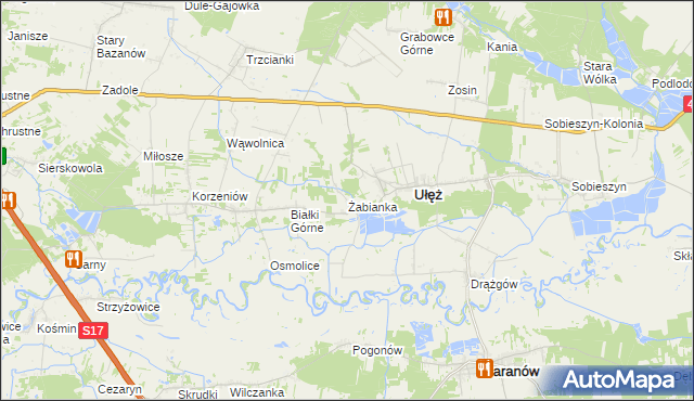 mapa Żabianka gmina Ułęż, Żabianka gmina Ułęż na mapie Targeo