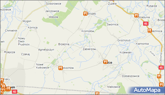mapa Zabierzów gmina Walce, Zabierzów gmina Walce na mapie Targeo