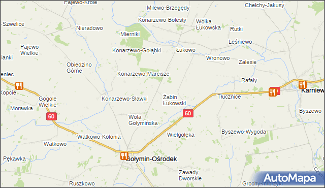 mapa Żabin Łukowski, Żabin Łukowski na mapie Targeo