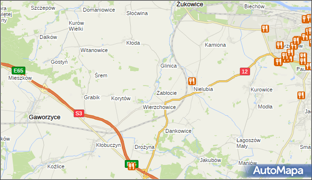 mapa Zabłocie gmina Żukowice, Zabłocie gmina Żukowice na mapie Targeo